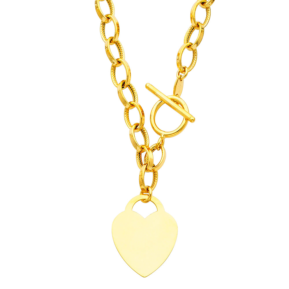 14KY Light Hollow Necklace with heart Pendant