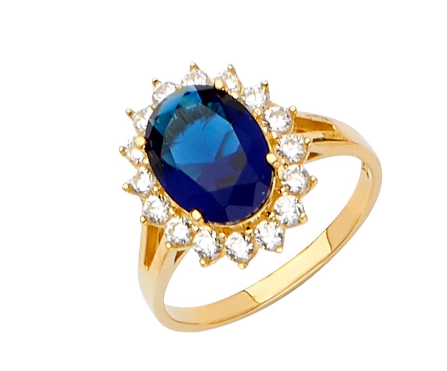 14KY Blue CZ Ring