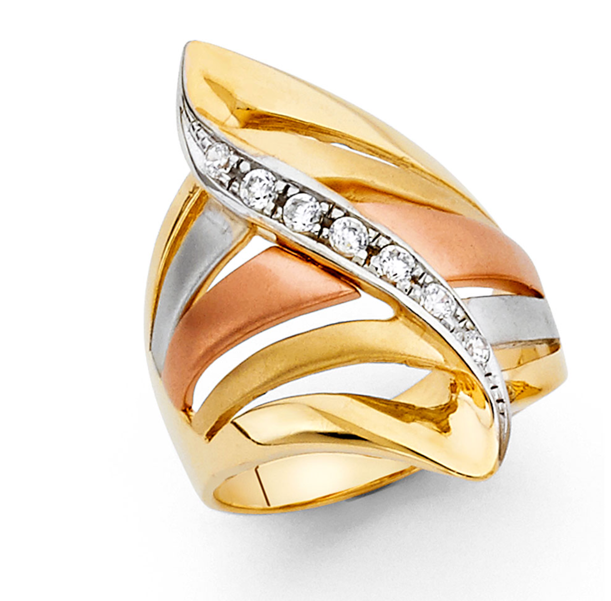 14KY 3C CZ Fancy Ring