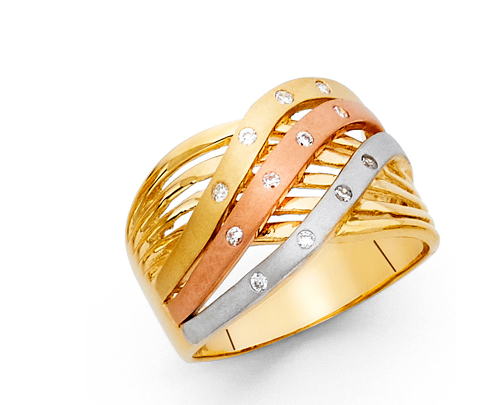 14KY 3C CZ Fancy Ring