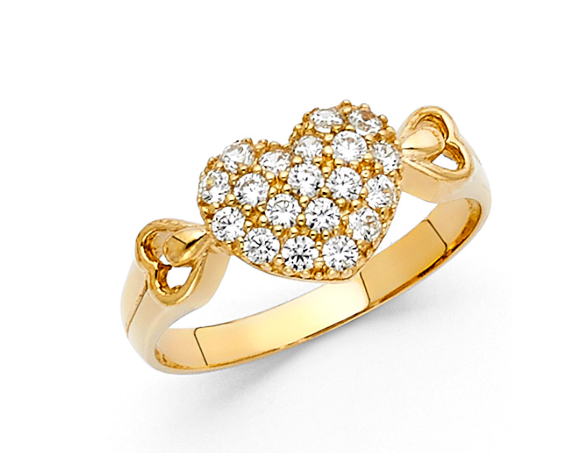 14KY CZ Fancy Heart Ring