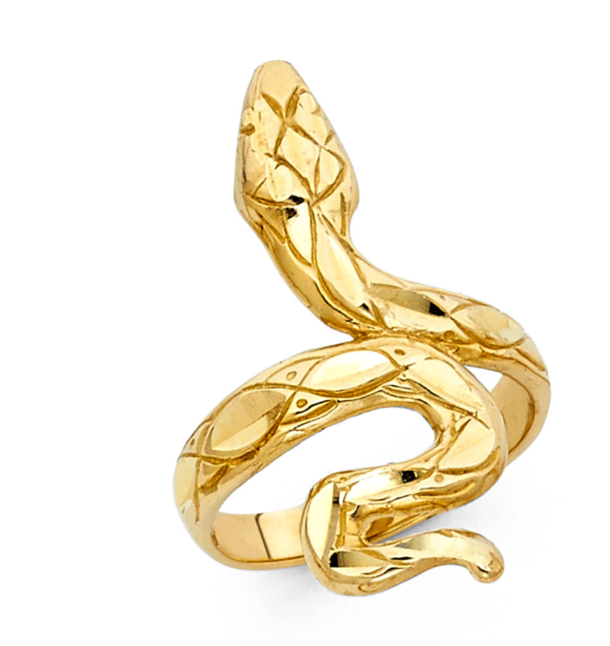 14KY CZ Fancy Snake Ring