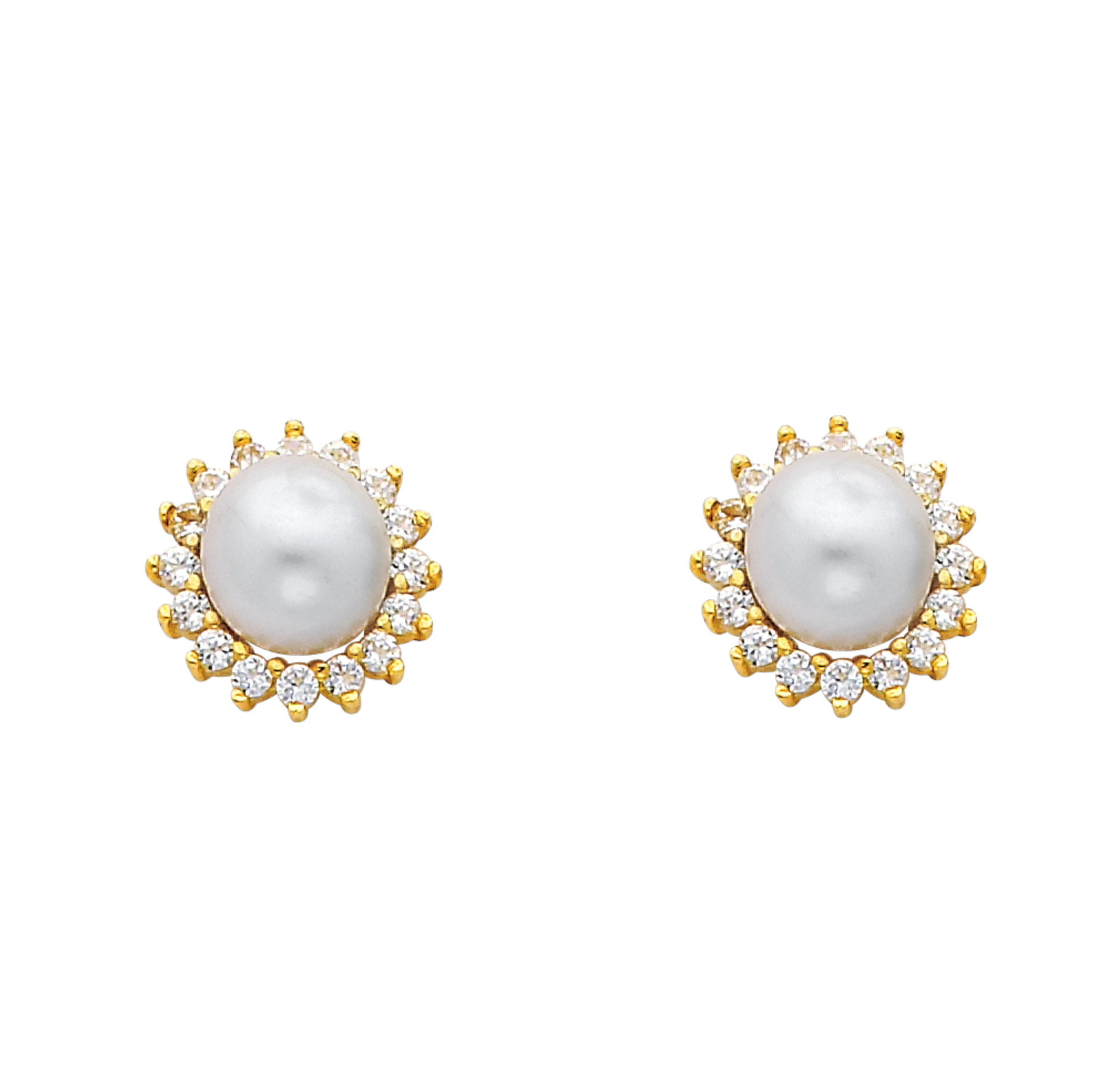 14KY CZ Pearl Earrings