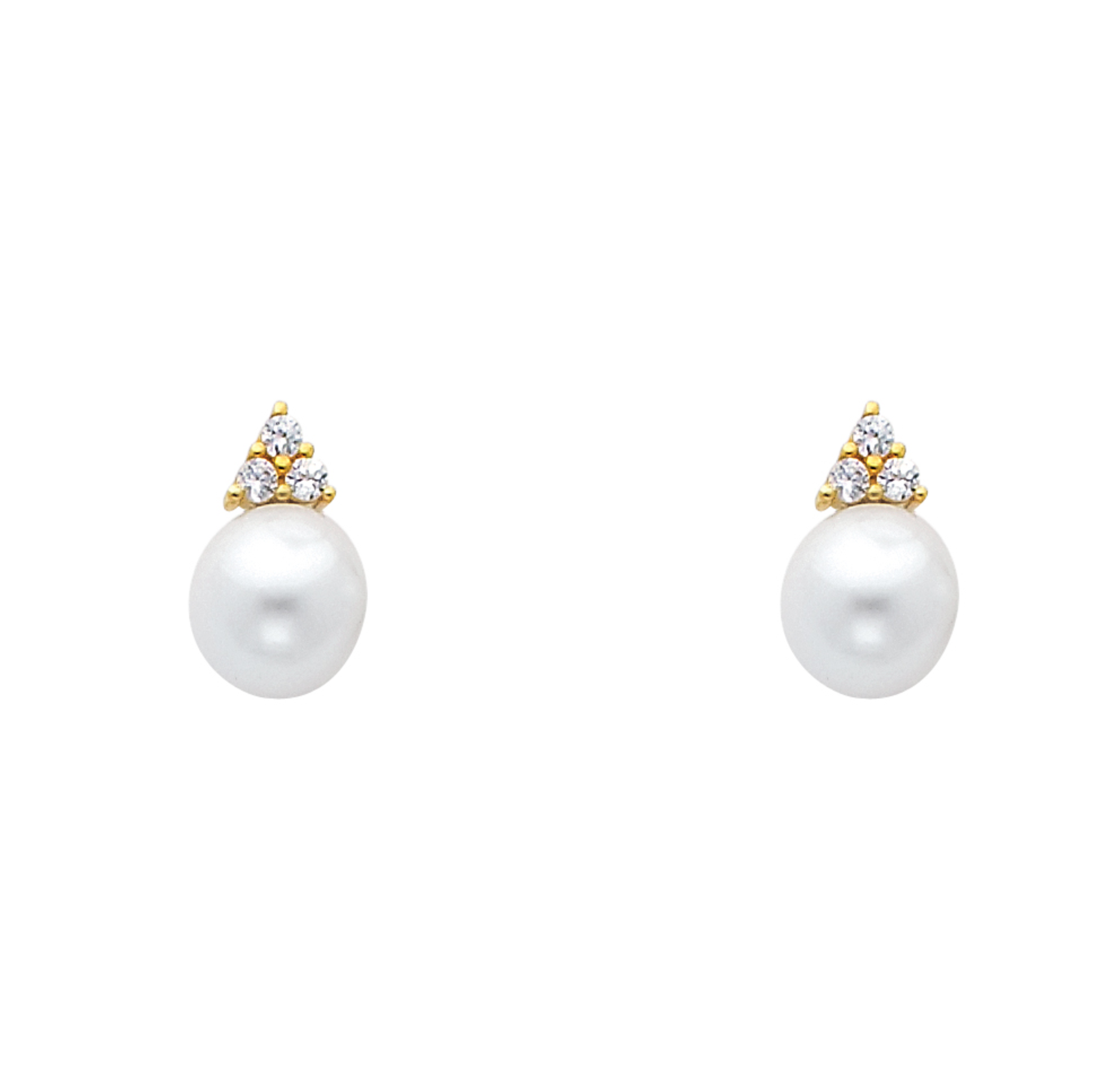 14KY CZ Pearl Earrings