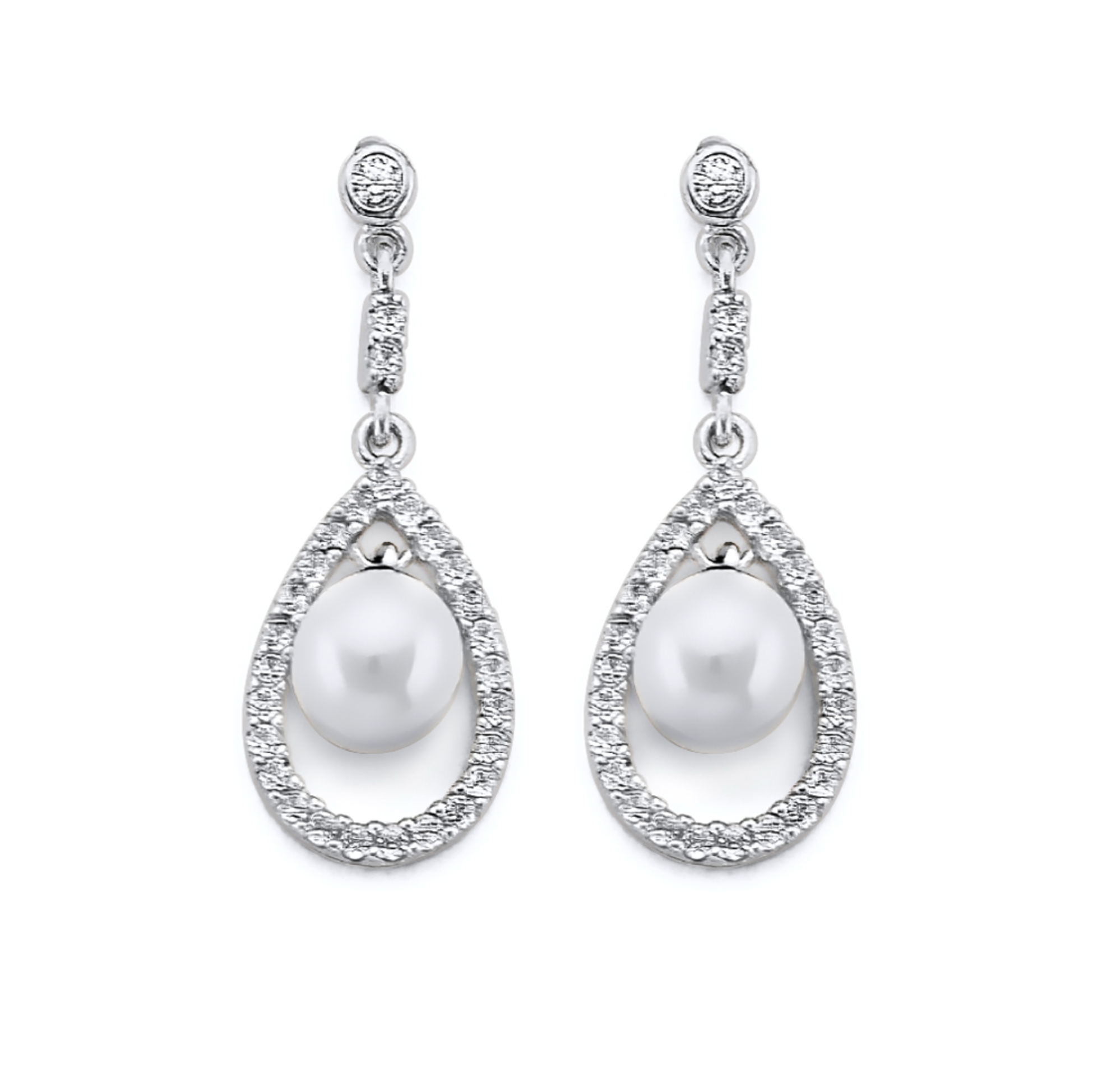 14KW CZ Pearl Earrings