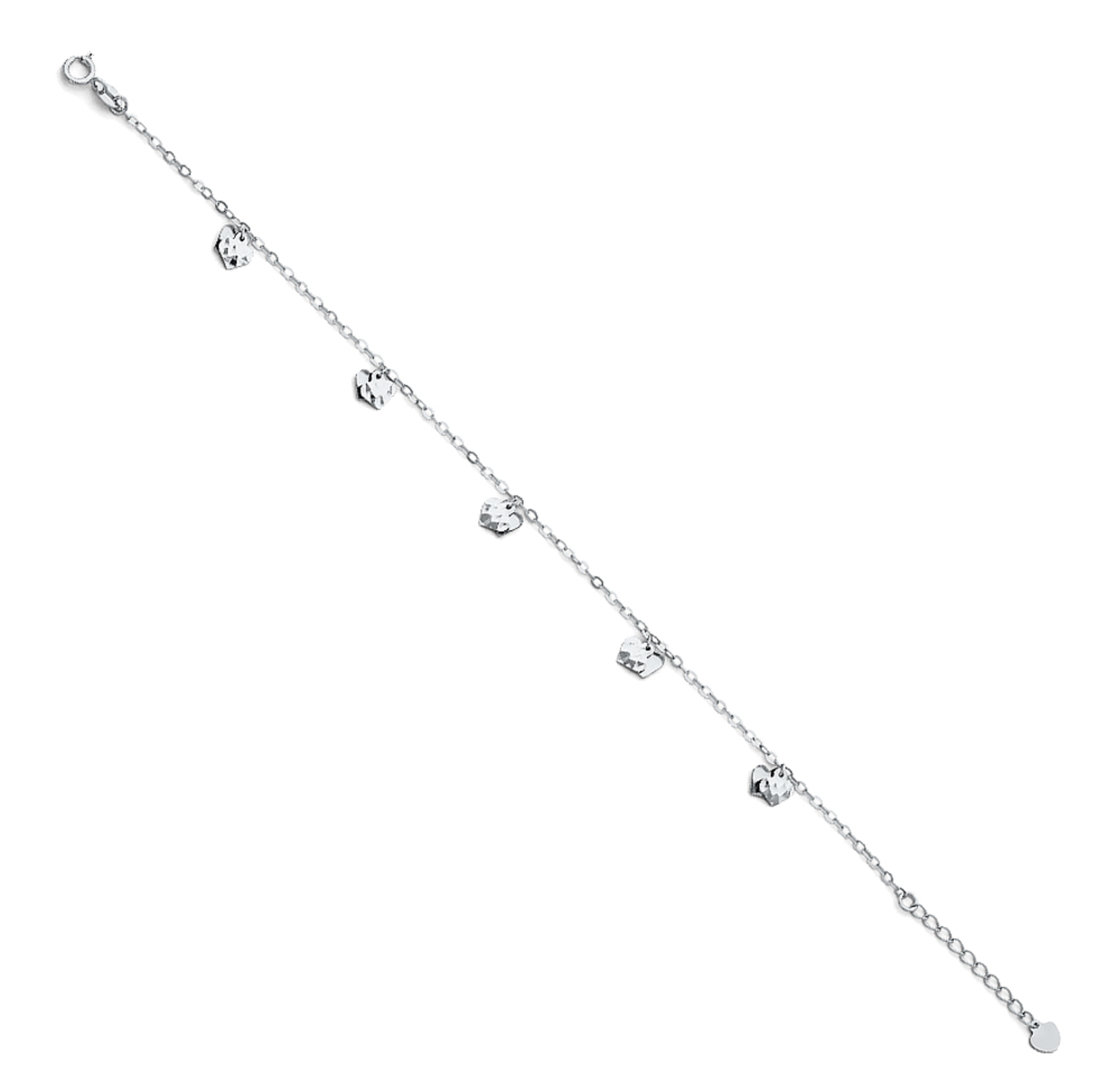 14K White Gold Light Anklet - 9 Inch
