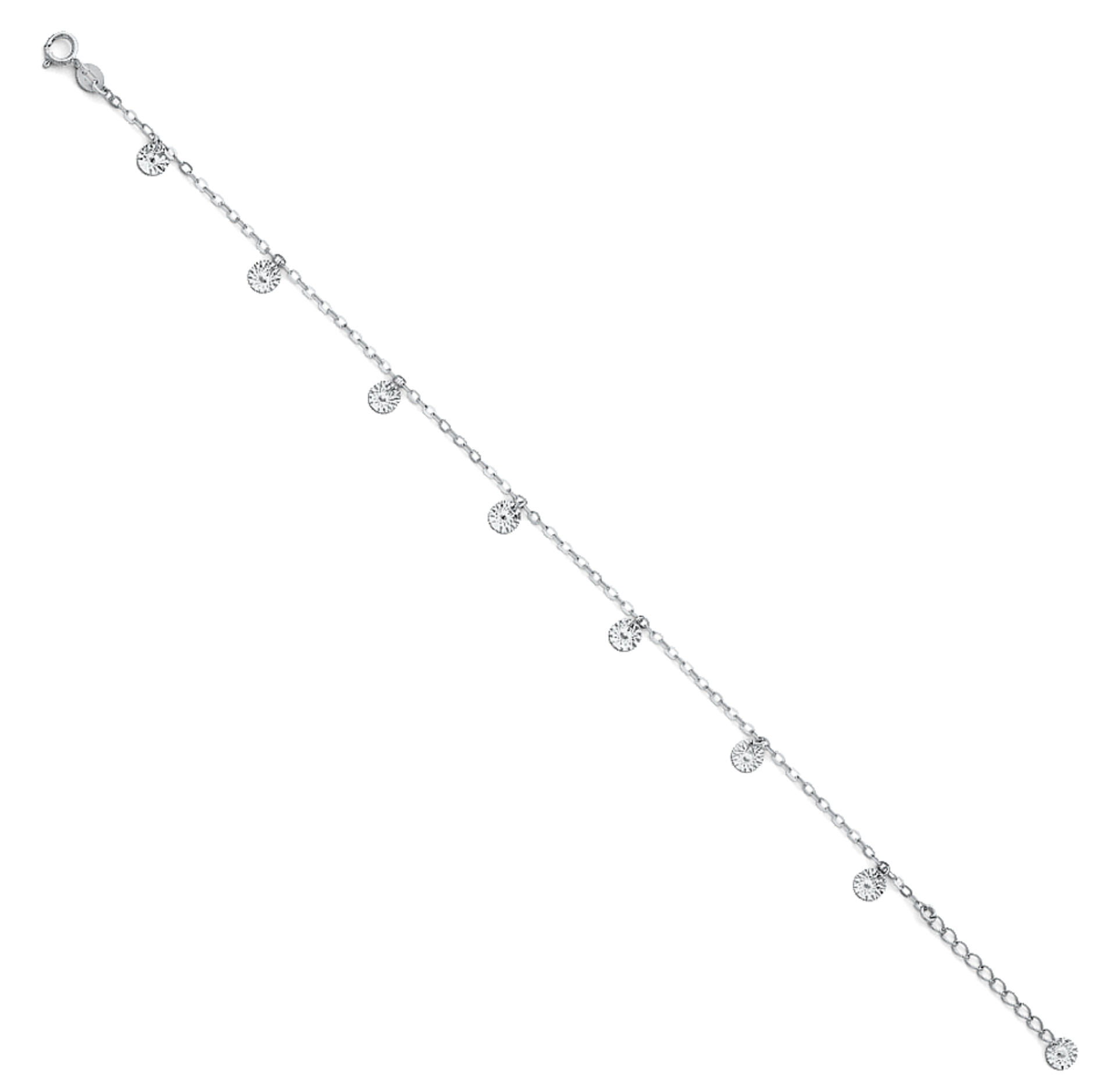 14K White Gold Light Anklet - 9 Inch