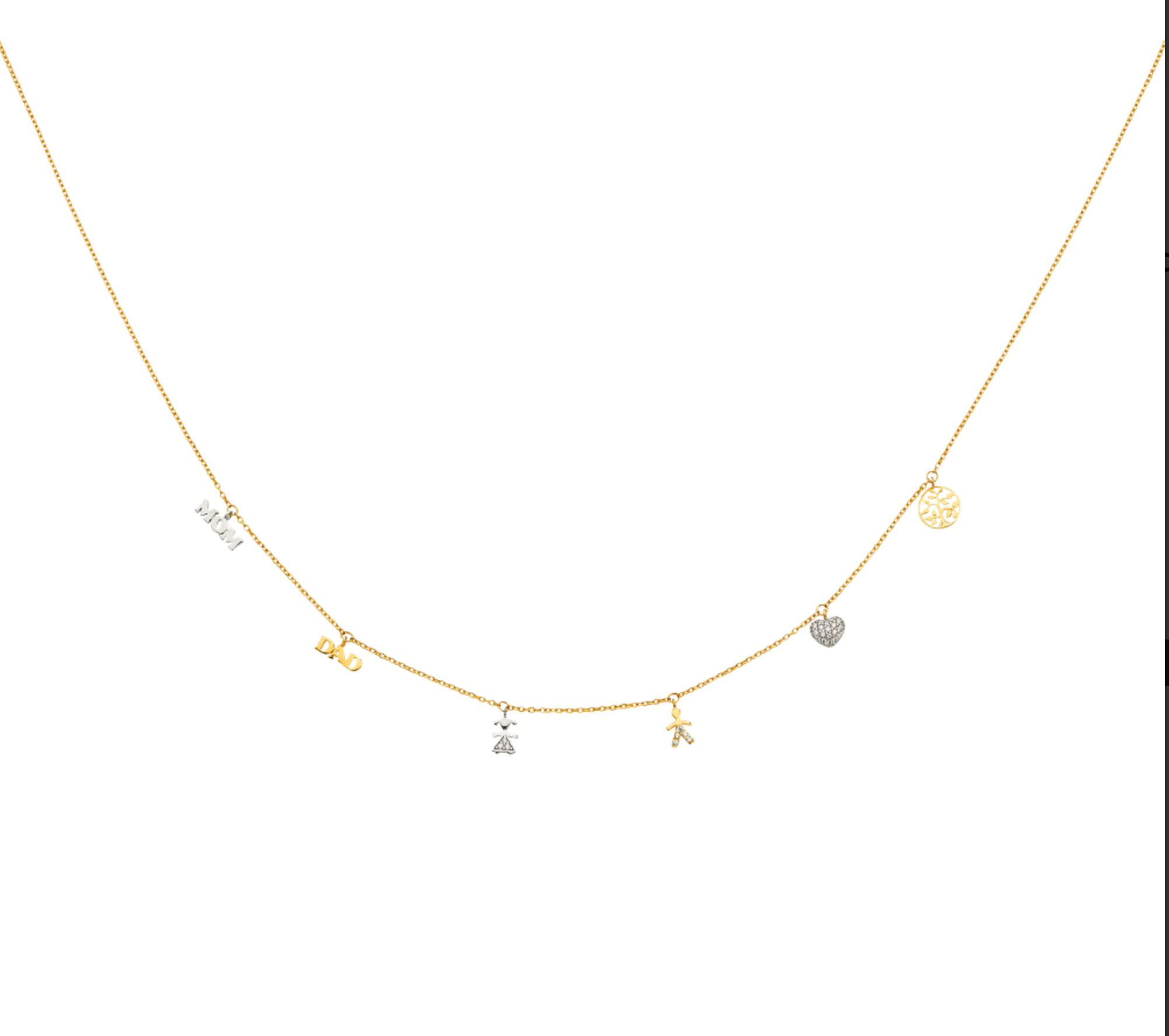 14K Two-Tone Gold Dangling Light Necklace - 17 Inch