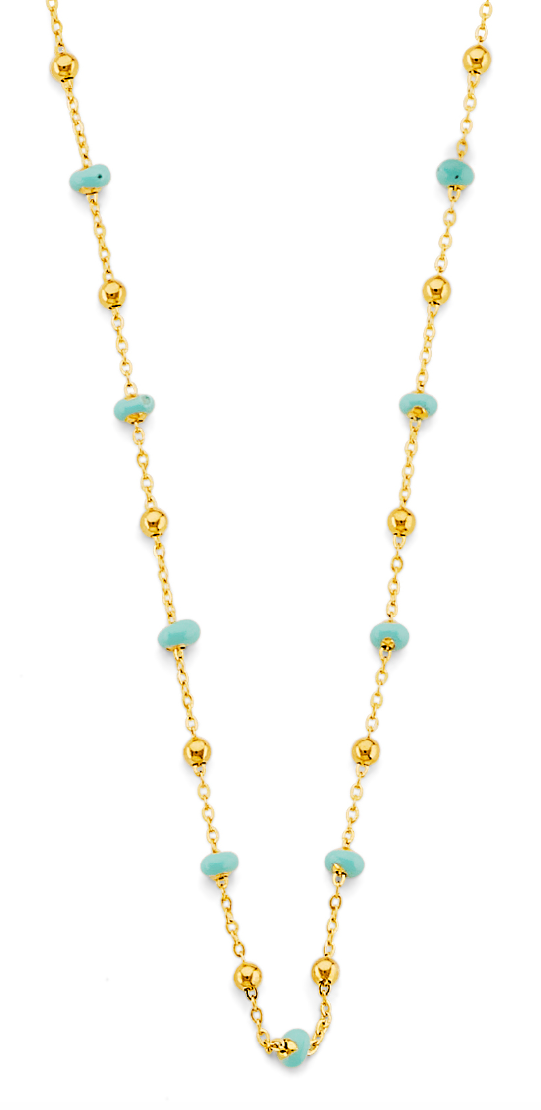 14KY Turquoise Color Enamel Bead Necklace