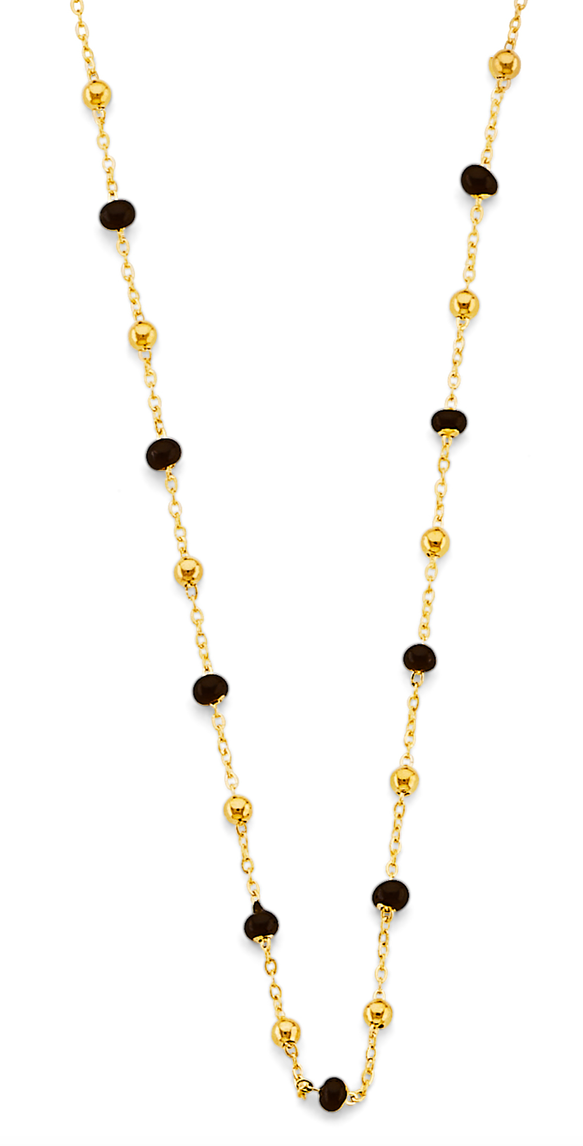 14KY Black Enamel Bead Necklace