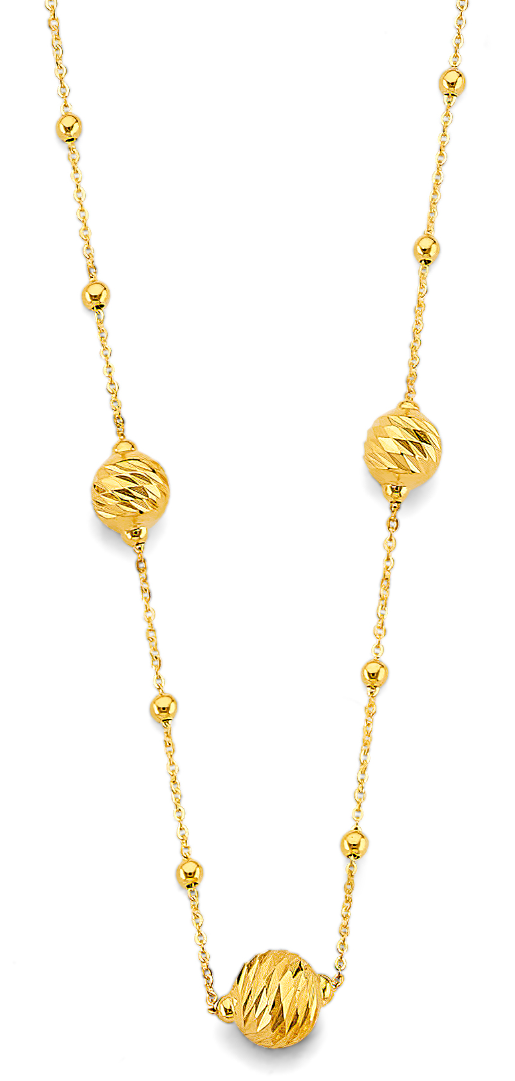 14KY DC Ball Necklace 17" + 1"