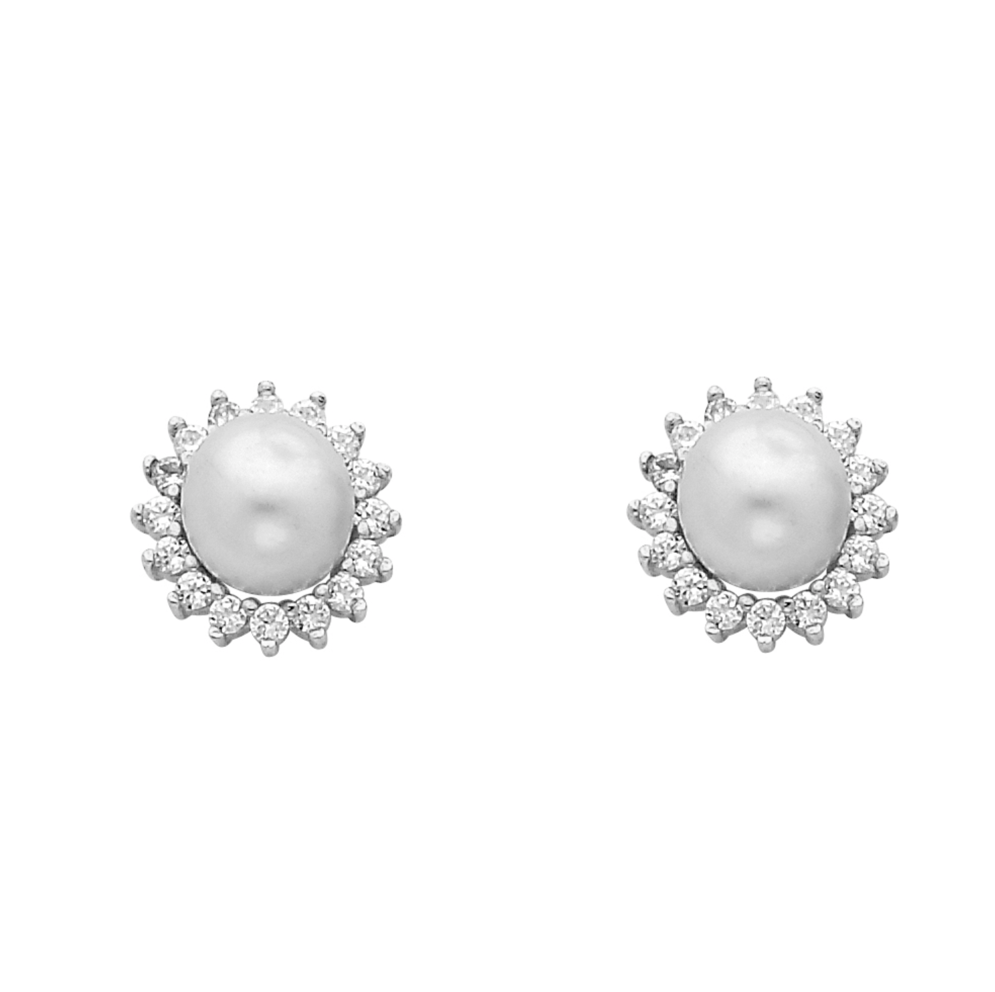 14KW CZ Pearl Earrings