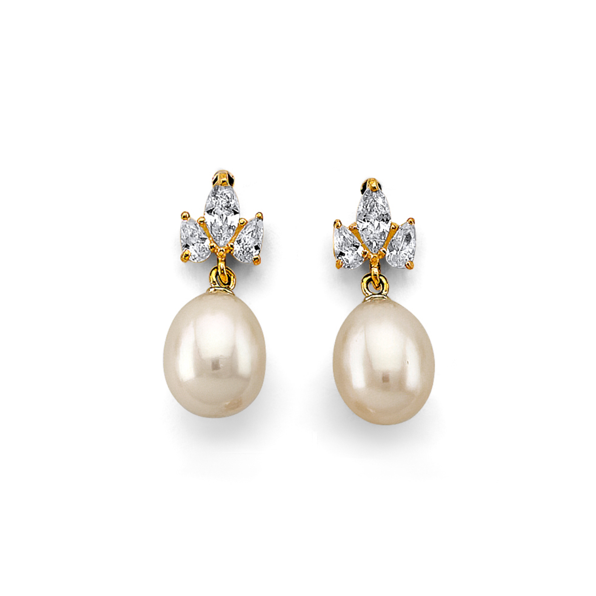 14KY CZ Pearl Earrings