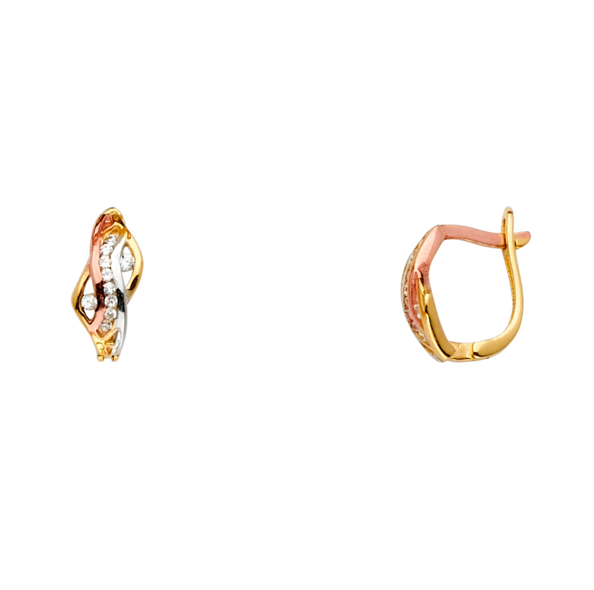 14K 3C Fancy CZ Earrings